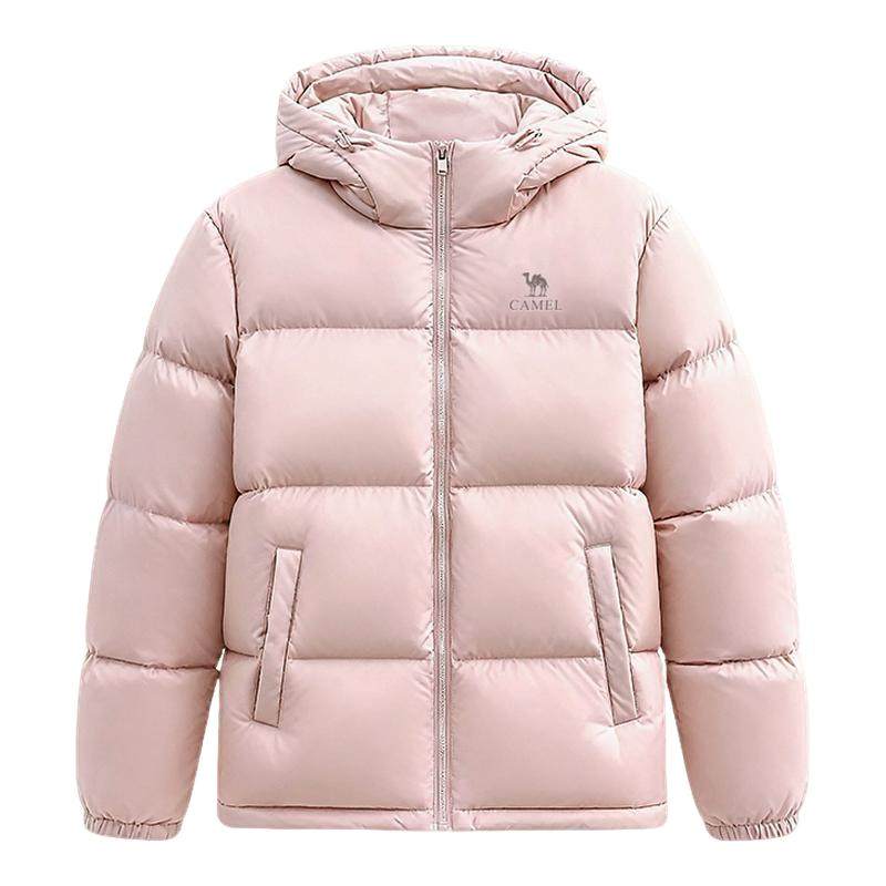 骆驼火炉羽绒服女冬季鸭绒防风连帽加绒保暖防泼水运动面包服外套