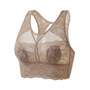 安娜蜜语性感蕾丝无钢圈大码内衣女兔耳杯大胸显小超薄款美背文胸