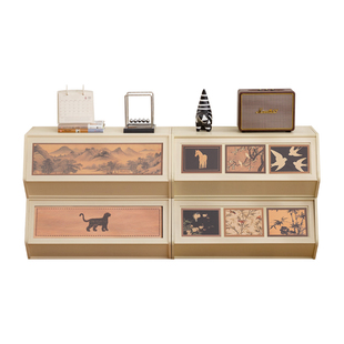 收纳箱家用前开式翻盖儿童玩具零食收纳筐衣柜储物整理箱子收纳柜