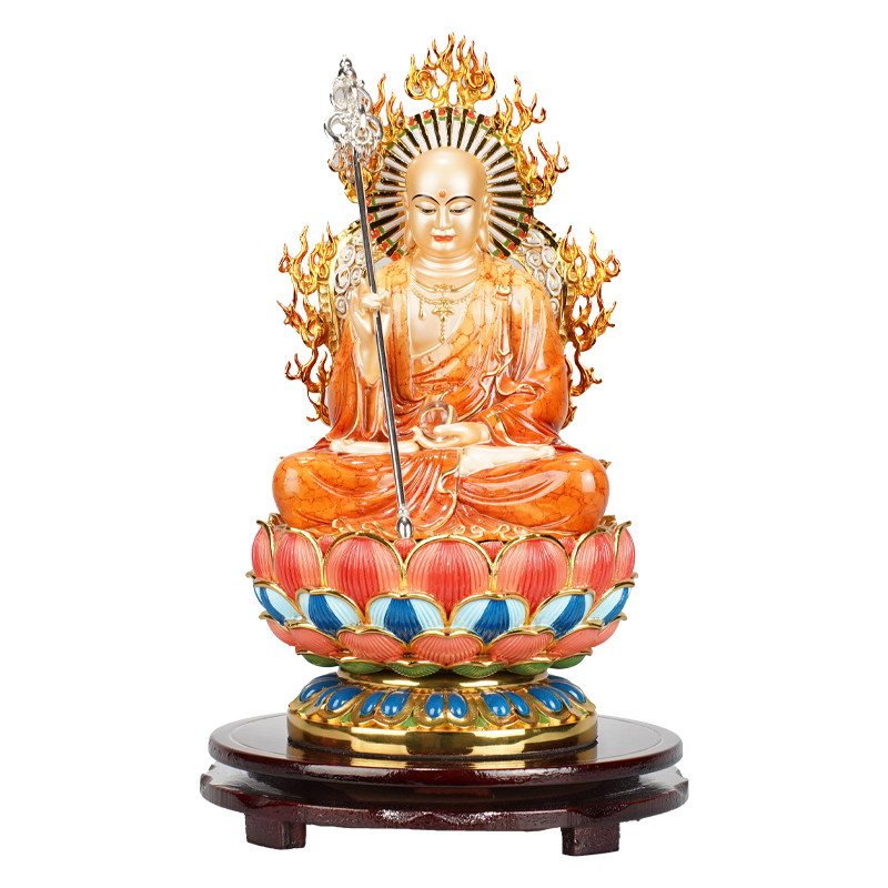 地藏王菩萨陶瓷贴金佛像供奉摆件