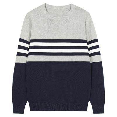 纯棉毛衣男抗寒保暖套头2025春秋冬新款圆领打底衫潮流全棉针织衫