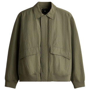 HM男装夹克2026春季新款翻领户外宽松工装疏水教练外套1306697