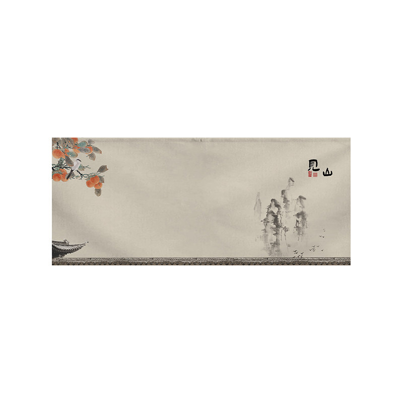 新中式柜子遮挡帘魔术贴布帘