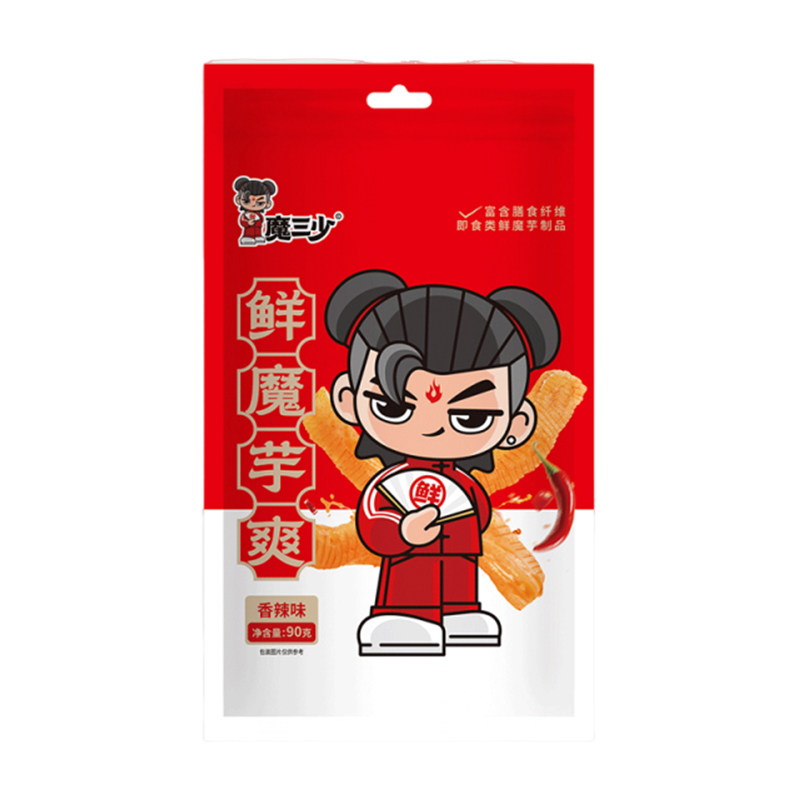 魔三少鲜魔芋爽酸辣零食小吃90g休闲食品办公室解馋爽口开袋即食