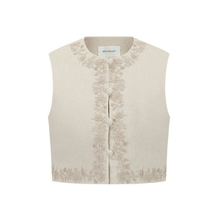 【正品授权】INTO THE EAST 26春夏 亚麻绣花马甲 设计师品牌