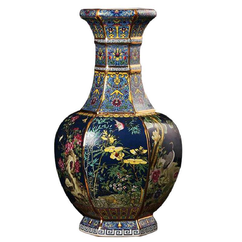 景德镇仿古珐琅彩花鸟摆件陶瓷器