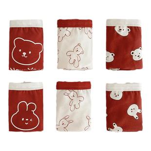 儿童内裤红色新年款纯棉女童龙年平角短裤男童宝宝全棉三角四角裤