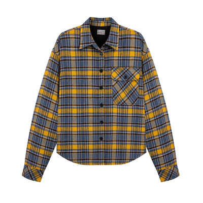 ADoOr薄棉格纹做旧复古衬衫