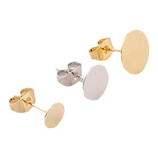 珍珠耳钉空托18k包金保色平面耳针饰品手工diy配件材料耳饰养耳洞