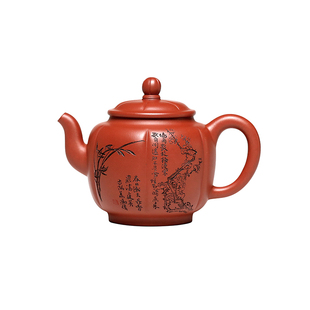 高端精品 宜兴紫砂壶名家冯伟手作原矿红皮龙纯手工泡茶壶 锦纹壶