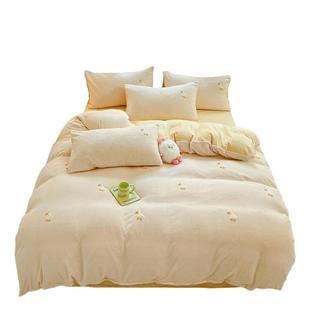 洁丽雅牛奶绒四件套冬季珊瑚绒床单被套秋冬法兰绒床上用品三件套