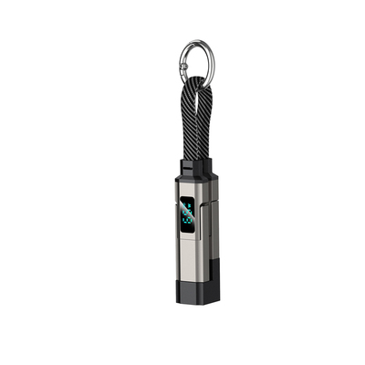 0.2米短款充电宝线usb+type c转lightning二拖二数显钥匙扣数据线适用华为苹果iPhone14/17四合一pd快充电线