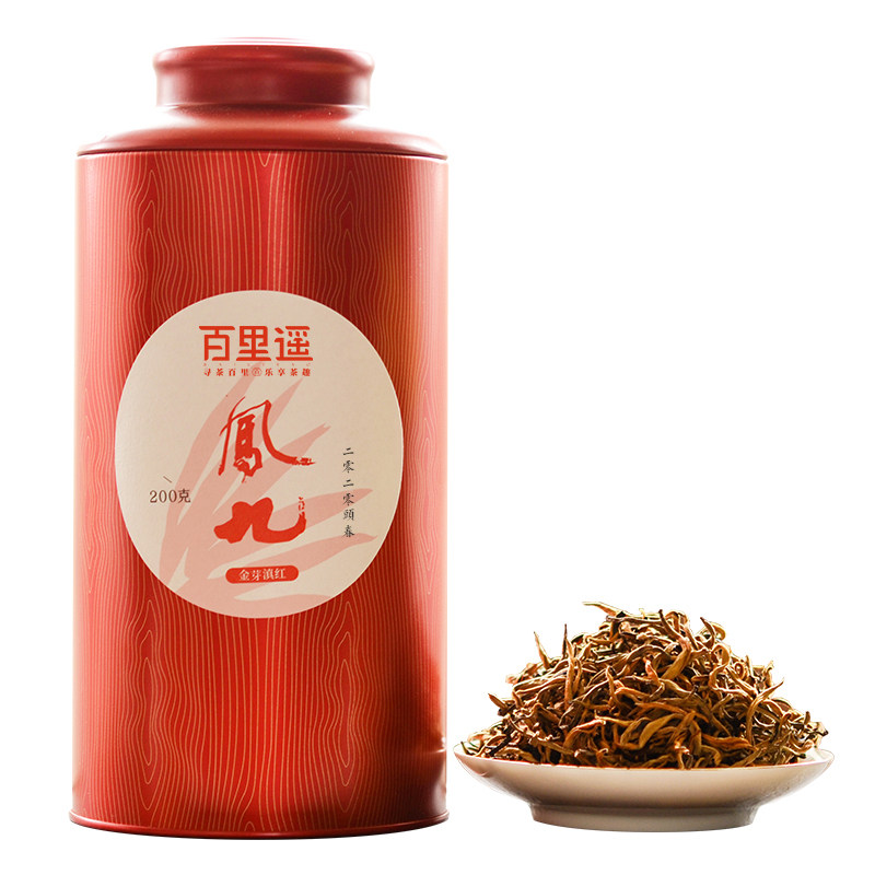 百里遥茶叶云南滇红茶浓香型凤庆9号古树红茶特级蜜香金芽散茶