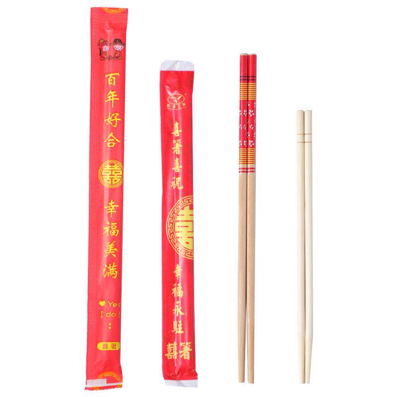 竹筷独立包装精美套花一次性喜筷