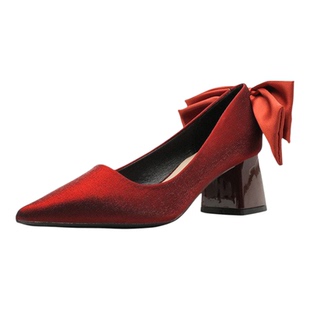 红色婚鞋女秀禾服3厘米高跟新娘鞋2026年新款孕妇粗跟中式礼服鞋