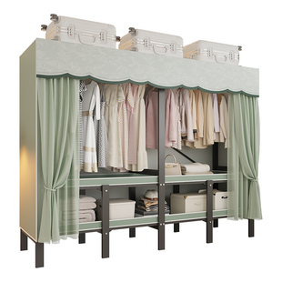 简易衣柜家用卧室一体式免安装金属框架租房布衣柜结实耐用省空间