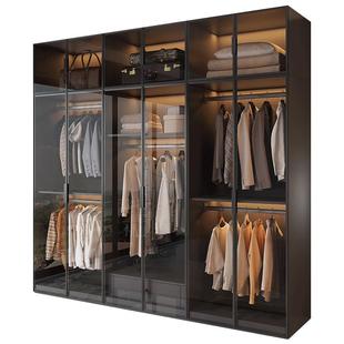 2025新款18MM实木衣柜卧室家用玻璃门L型转角衣帽间柜子组合衣橱