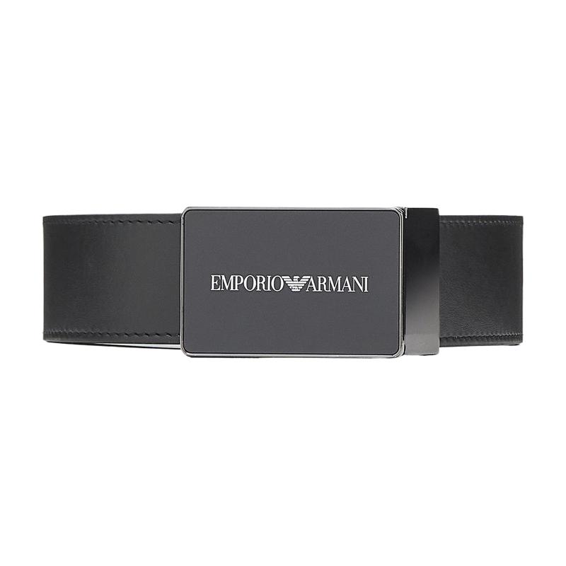 EMPORIO ARMANI/阿玛尼男士牛皮革商务休闲方形板扣腰带皮带配饰
