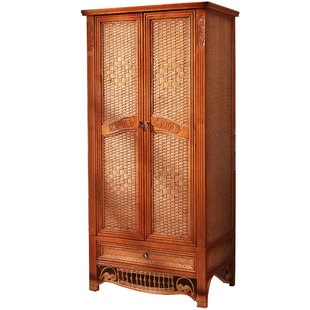 藤编衣柜 双开门平开门两门衣柜立柜实木整体衣橱柜原木拉门