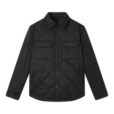 gxgjeans男装2023年冬季新款轻薄黑色短款立领翻领衬衫羽绒服男