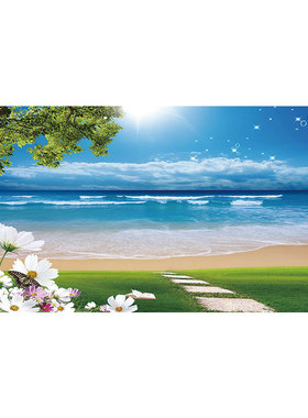 海景沙滩自粘墙贴画卧室贴纸画