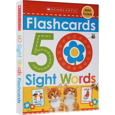 学乐小小读者系列盒装Flashcards 50 Sight Words 26张字卡英文原版50个高频词Scholastic Early Learners幼儿启蒙早教认知