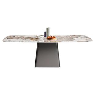 蒂诺莎 意式轻奢岩板餐桌6/8人长方形灰钢潘多拉奢石亮光岩板餐桌