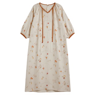 秋季女款纯棉睡裙女夏2025新款棉纱长袖长款纱布复古睡衣高级感秋