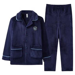 芬腾秋冬季男士睡衣法兰绒保暖加厚加绒珊瑚绒家居服帅气保暖冬天