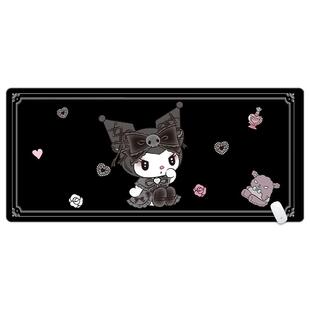 可爱卡通库洛米鼠标垫超大女生电脑办公桌垫键盘垫锁边