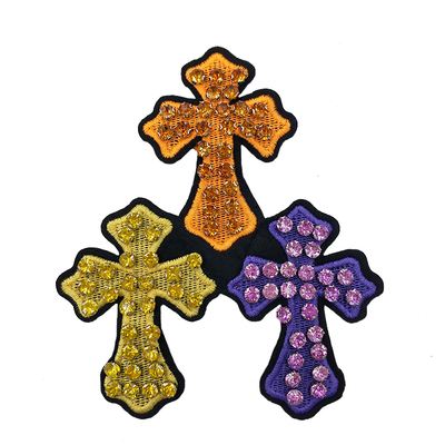 手工钉珠十字架DIYT恤装饰辅料贴