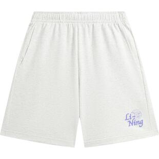 李宁运动短裤女士新款冰丝速干裤黑色短裤休闲裤子夏季印花运动裤