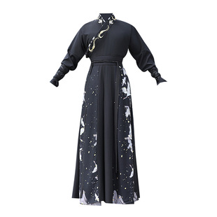 汉服男装大码中国风国潮古风交领霸气黑色帅气公子表演古装套装