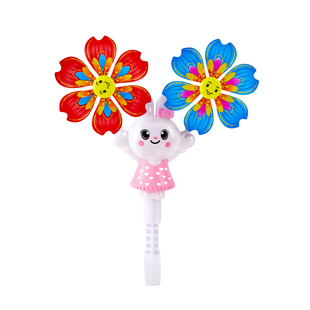 风车玩具婴儿推车七彩兔子旋转自行车风车儿童手持户外装饰滑板车