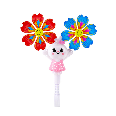 风车玩具婴儿推车七彩兔子旋转自行车风车儿童手持户外装饰滑板车