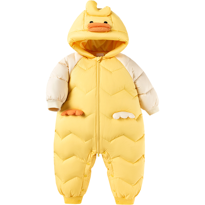 巴拉巴拉婴儿连体衣羽绒服宝宝加厚爬爬服冬装新款儿童外出哈衣小