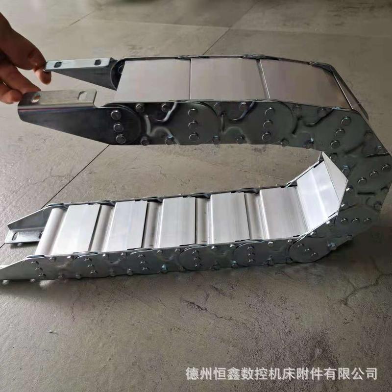 工程机床金属钢制坦克链 供应桥式全封电缆穿线油管钢铝拖链