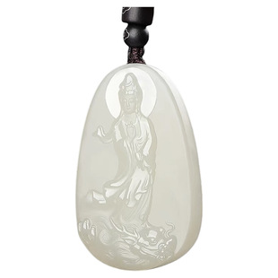 新疆和田市方解石玉乘龙观音菩萨吊坠男士挂件玉石玉坠项链玉佩