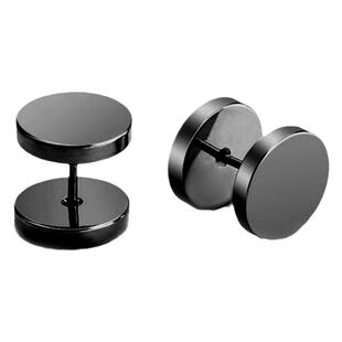 韩国张震岳欧豪同款双面耳钉耳环韩版个性男士钛钢银黑色圆形潮男