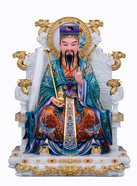 纯阳真人吕洞宾神像汉白玉彩绘
