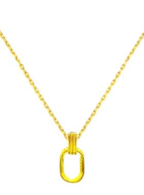 一生有你ING双环项链女纯银镀18K黄金色锁骨链高级感轻奢简约礼物