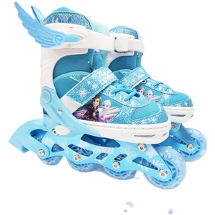 女童滑溜冰雪爱莎公主儿童小女孩旱冰轮滑鞋冰雪奇缘可调码全套装
