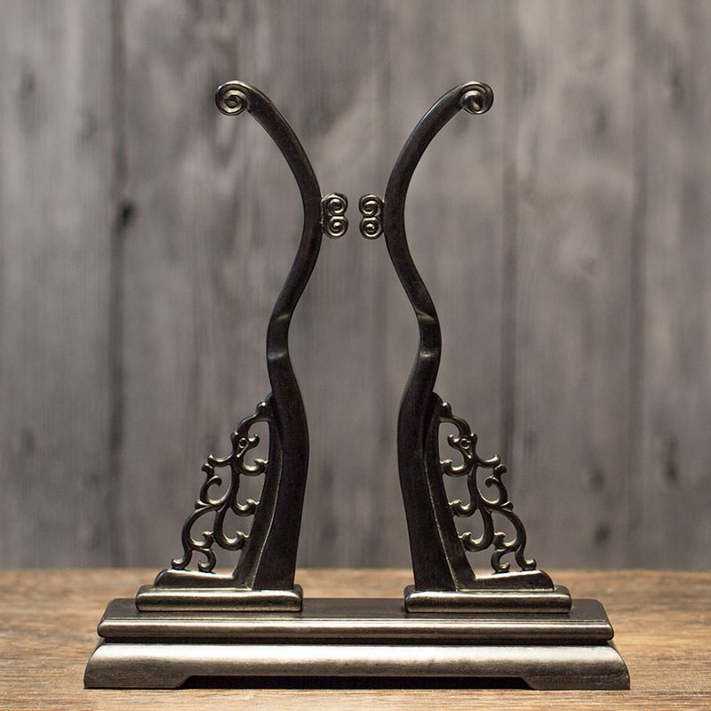 老阊门黑檀木团扇扇架扇托配件可拆卸扇撑底座宫扇工艺扇子扇骨