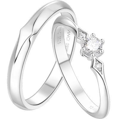 【培育】钻石Fanci为爱加冕对戒925银培育钻石周年礼物钻戒女