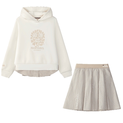 FILA斐乐针织连帽上衣+梭织裙