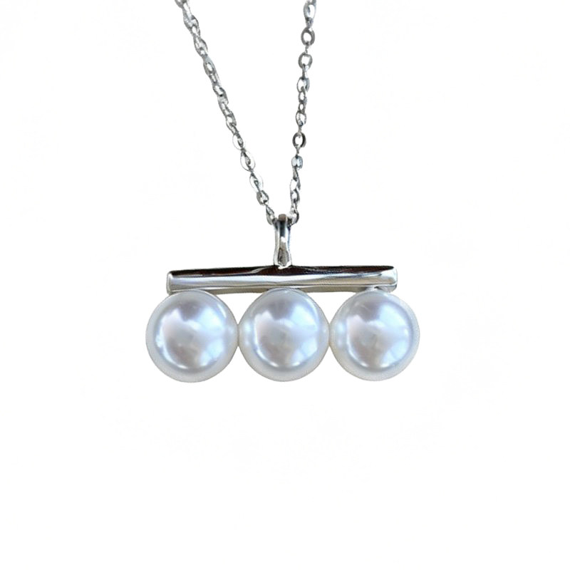 平衡木项链天然淡水珍珠S925银