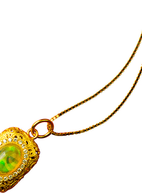 天然碧玺欧泊项链女925银镶嵌