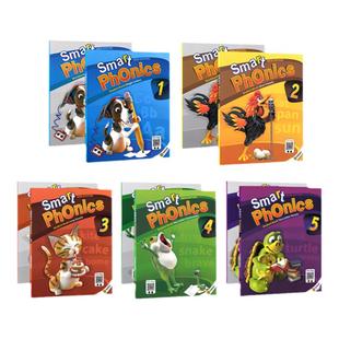英文原版Smart Phonics 1-5级别新版进口少儿英语自然拼读教材含app小学短期26个字母发音A-Z短期拓展零基础儿童启蒙学习辅助教材