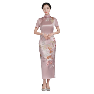 盖世红颜真丝绣花旗袍年轻款高端气质婚宴装国风复古礼服岁月如歌
