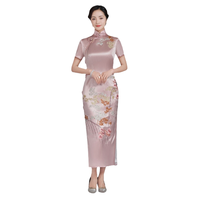 真丝绣花旗袍高端婚宴装